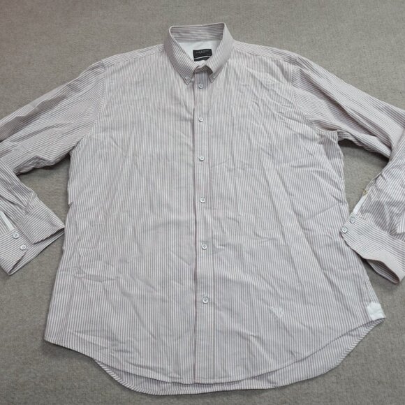 Rag & Bone Shirt XL Beige Hickory Stripe Button Down Fit 2 - Picture 1 of 11